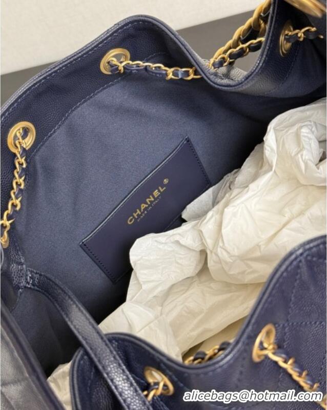 Good Quality Chanel 25 Grained Calfskin Medium Handbag AS5311 Navy Blue 2025