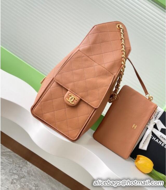 Unique Grade Chanel 25 Grained Calfskin Medium Handbag AS5311 Light Brown 2025