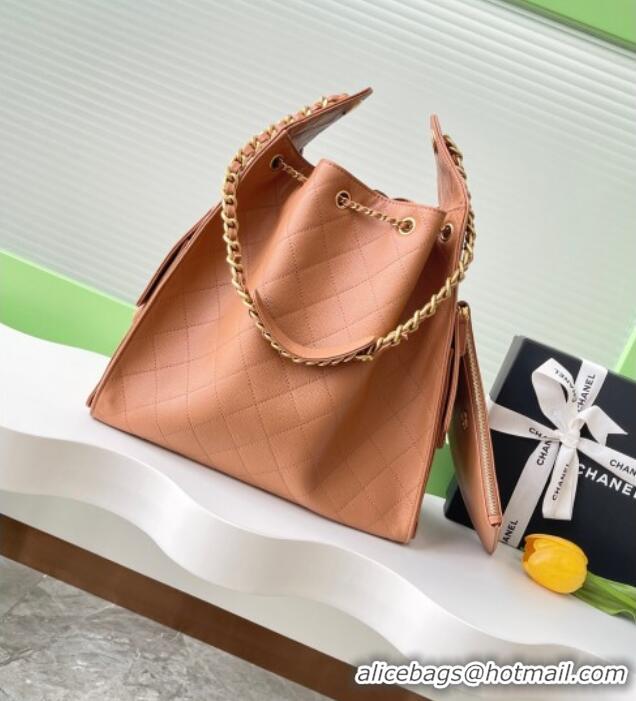 Unique Grade Chanel 25 Grained Calfskin Medium Handbag AS5311 Light Brown 2025