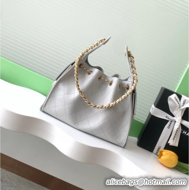 Classic Grade Chanel 25 Small Handbag in Grained Calfskin AS5293 Light Grey 2025