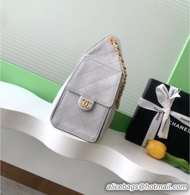 Classic Grade Chanel 25 Small Handbag in Grained Calfskin AS5293 Light Grey 2025