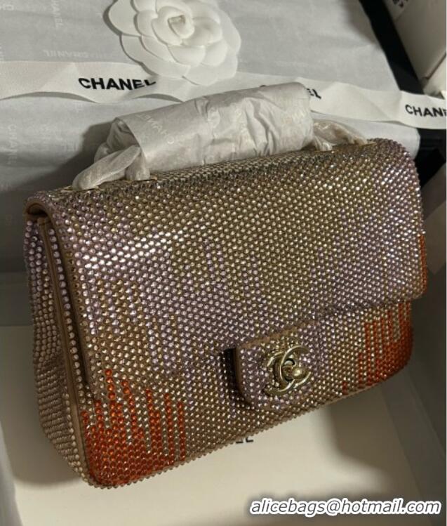 Famous Brand Chanel Strass Flap Bag CH081201 Gold/Purple/Orange 2025