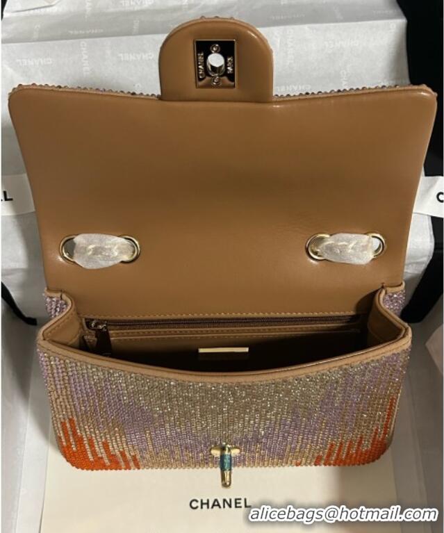 Famous Brand Chanel Strass Flap Bag CH081201 Gold/Purple/Orange 2025