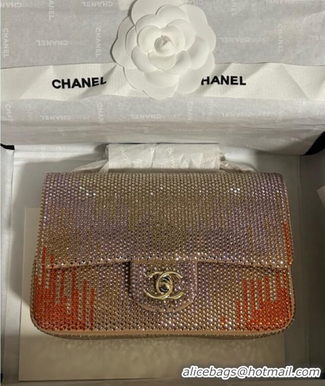 Famous Brand Chanel Strass Flap Bag CH081201 Gold/Purple/Orange 2025