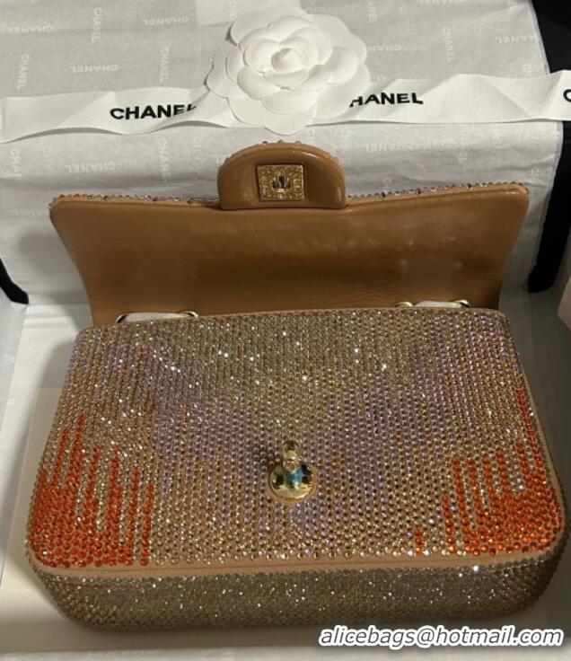 Famous Brand Chanel Strass Flap Bag CH081201 Gold/Purple/Orange 2025