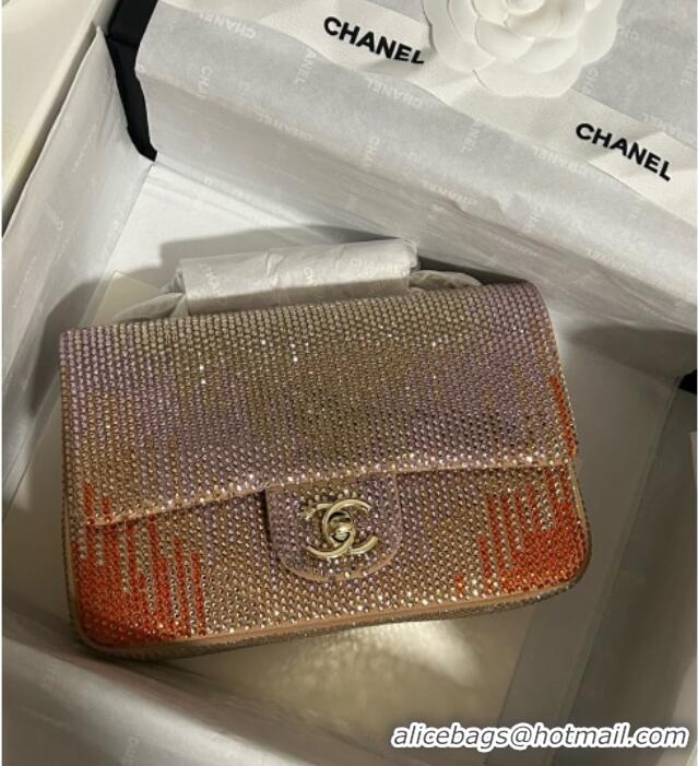 Famous Brand Chanel Strass Flap Bag CH081201 Gold/Purple/Orange 2025