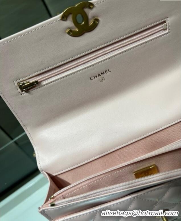 Promotional Chanel Shiny Calfskin Wallet On Chain WOC AP2289 Light Pink 2025