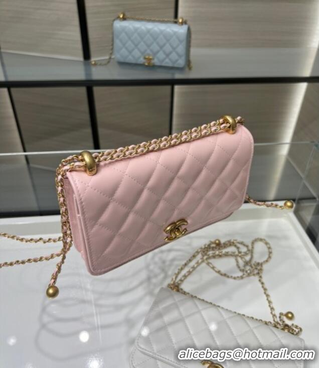 Promotional Chanel Shiny Calfskin Wallet On Chain WOC AP2289 Light Pink 2025