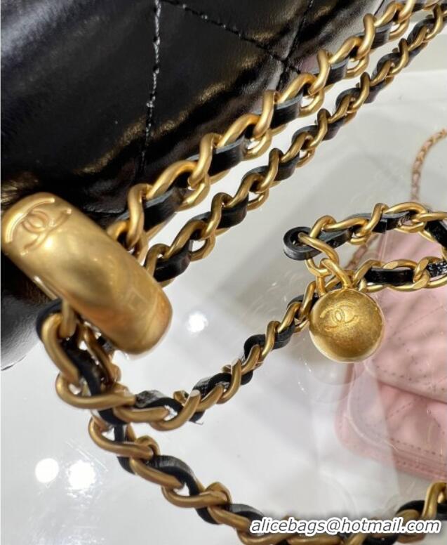 Good Looking Chanel Shiny Calfskin Wallet On Chain WOC AP2289 Black 2025