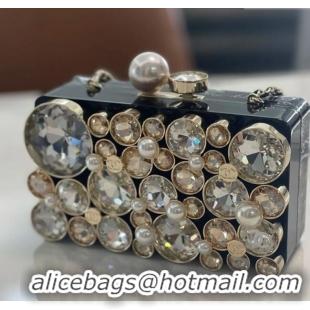 Famous Brand Chanel Box Evening Bag AS5713 Black/Strass 2025