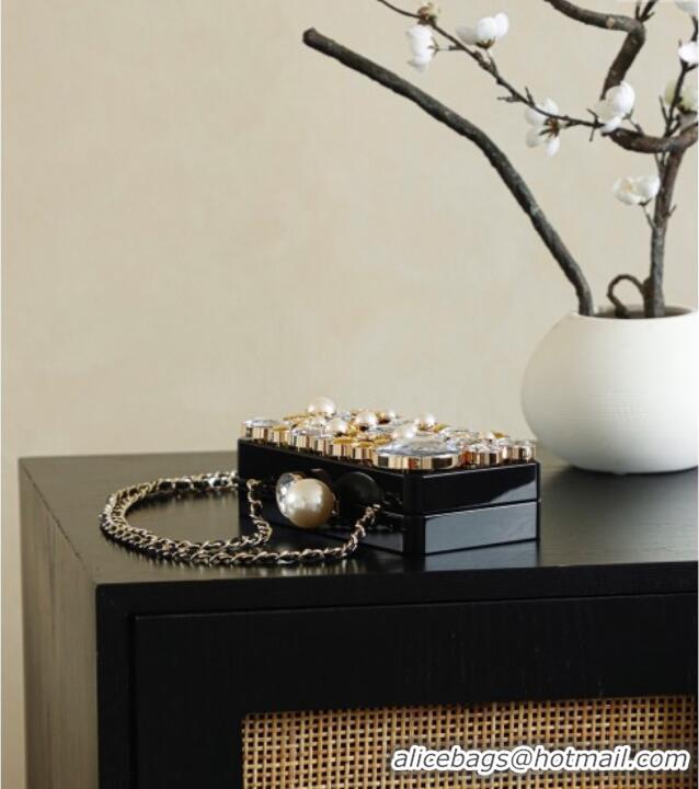 Famous Brand Chanel Box Evening Bag AS5713 Black/Strass 2025