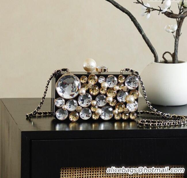 Famous Brand Chanel Box Evening Bag AS5713 Black/Strass 2025