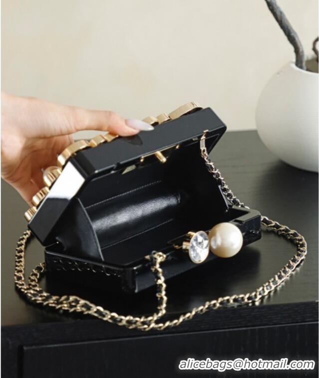 Famous Brand Chanel Box Evening Bag AS5713 Black/Strass 2025
