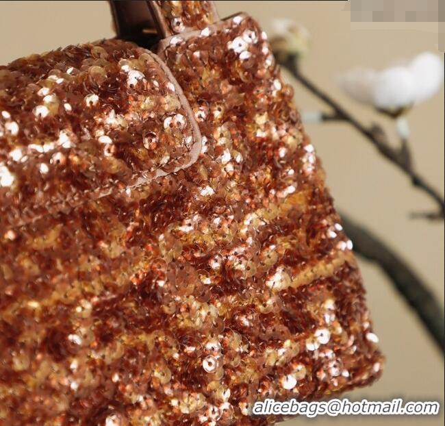 Good Quality Chanel Sequins Mini Kelly Shopping Bag AS4416 Brown 2025