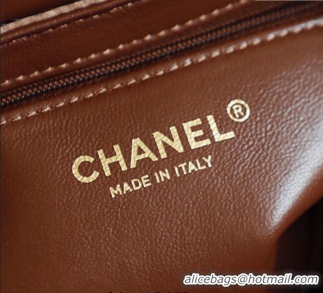 Good Quality Chanel Sequins Mini Kelly Shopping Bag AS4416 Brown 2025