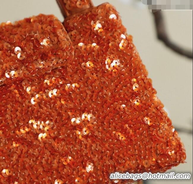 Best Grade Chanel Sequins Mini Kelly Shopping Bag AS4416 Orange 2025
