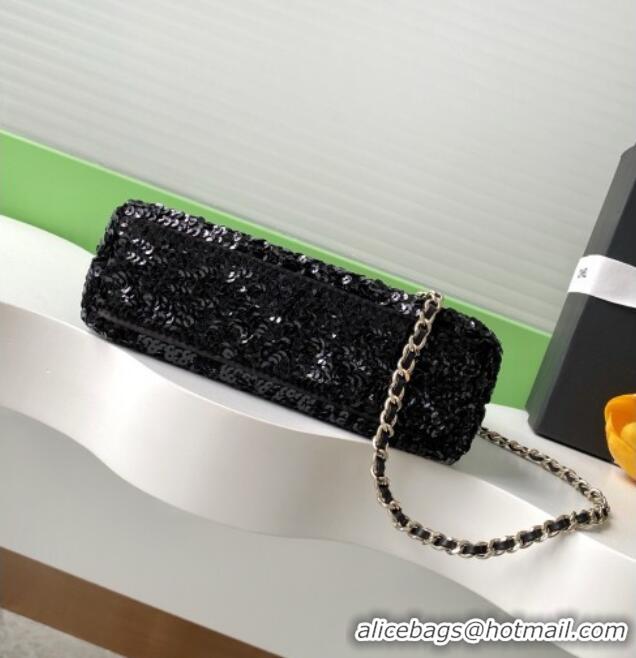 Well Crafted Chanel Sequins Mini Kelly Shopping Bag AS4416 Black 2025