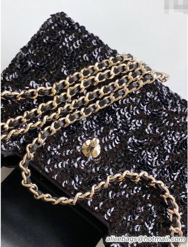 Well Crafted Chanel Sequins Mini Kelly Shopping Bag AS4416 Black 2025