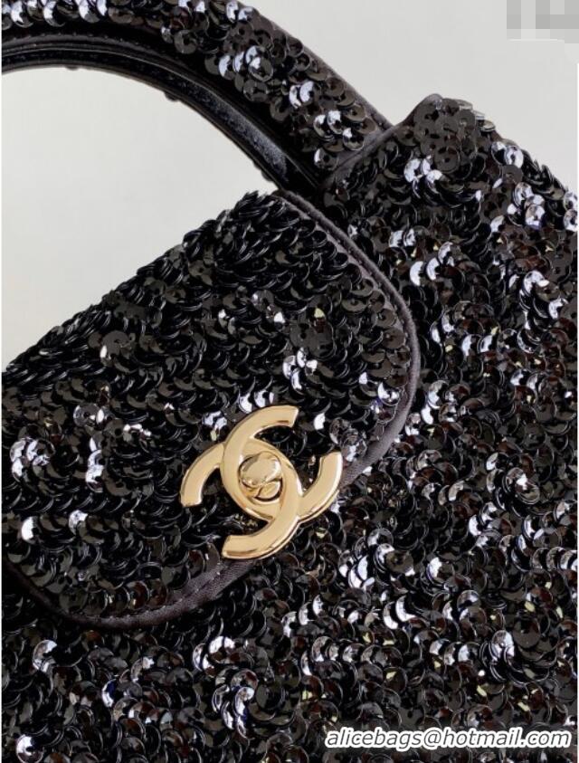 Well Crafted Chanel Sequins Mini Kelly Shopping Bag AS4416 Black 2025