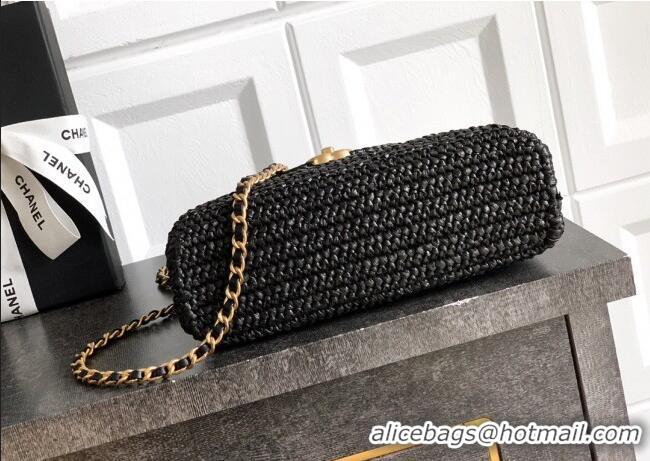 Good Product Chanel Straw-Like Mini Kelly Shopping Bag AS4416 Black 2025