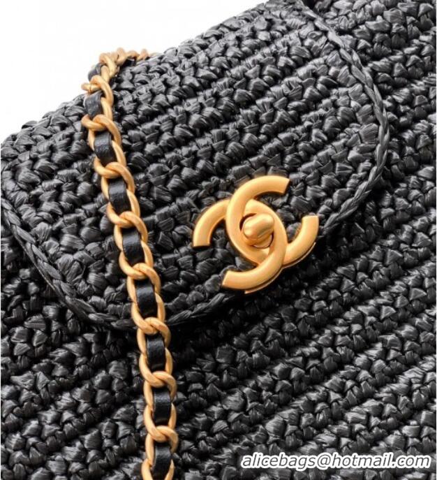 Good Product Chanel Straw-Like Mini Kelly Shopping Bag AS4416 Black 2025