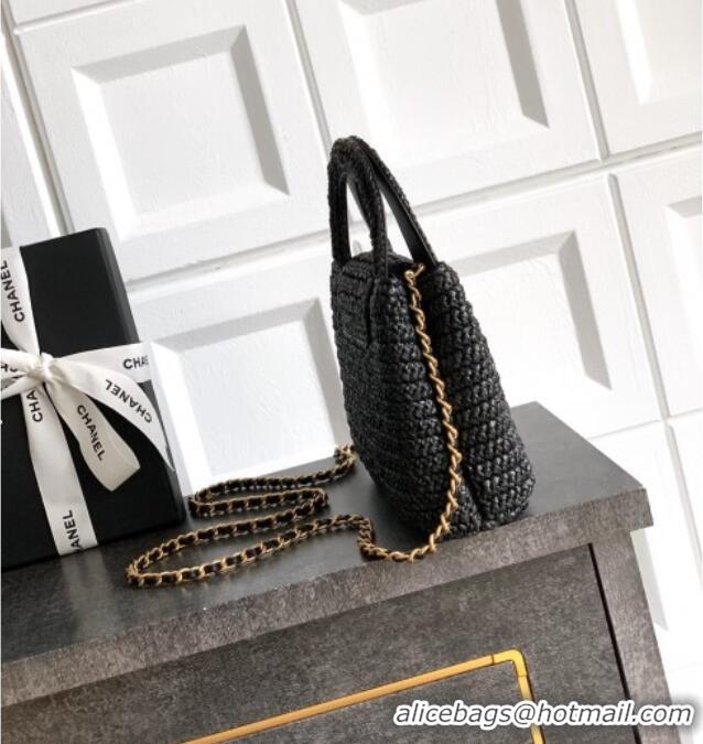 Good Product Chanel Straw-Like Mini Kelly Shopping Bag AS4416 Black 2025