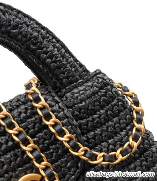 Good Product Chanel Straw-Like Mini Kelly Shopping Bag AS4416 Black 2025