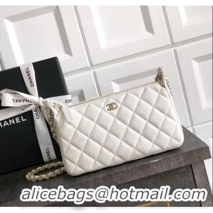 Best Grade Chanel Grained Calfskin Hobo Bag CH081101 White 2025