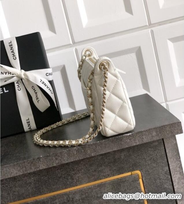 Best Grade Chanel Grained Calfskin Hobo Bag CH081101 White 2025