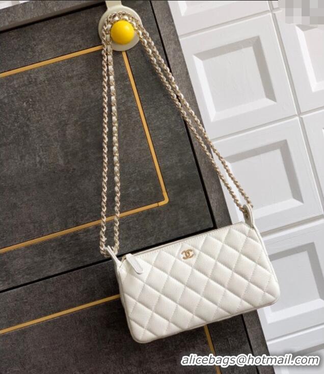 Best Grade Chanel Grained Calfskin Hobo Bag CH081101 White 2025