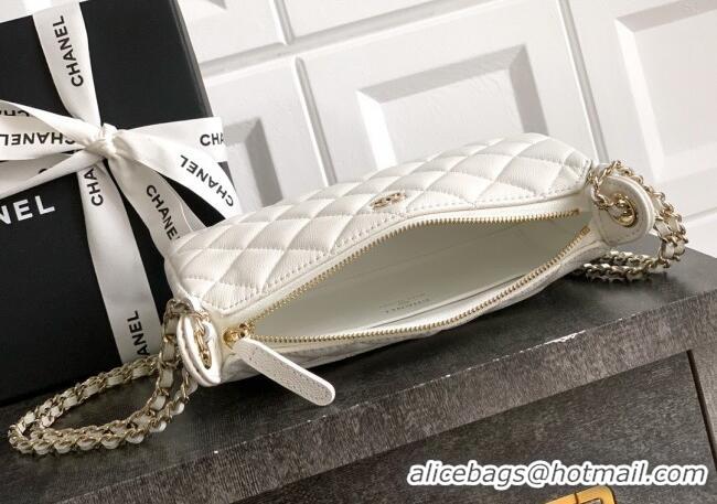 Best Grade Chanel Grained Calfskin Hobo Bag CH081101 White 2025