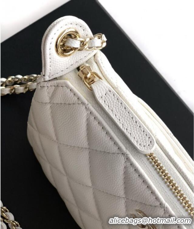 Best Grade Chanel Grained Calfskin Hobo Bag CH081101 White 2025