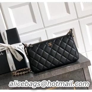 New Fashion Chanel Lambskin Hobo Bag CH081101 Black 2025