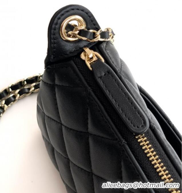 New Fashion Chanel Lambskin Hobo Bag CH081101 Black 2025