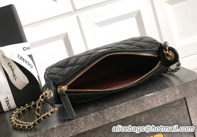 New Fashion Chanel Lambskin Hobo Bag CH081101 Black 2025