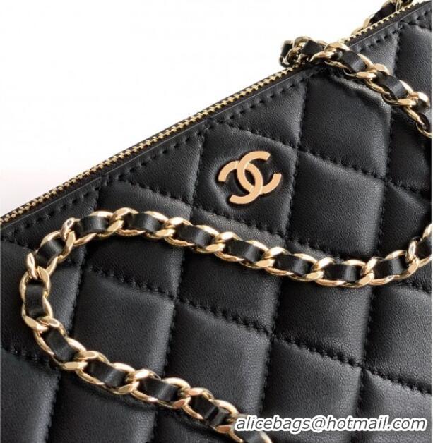 New Fashion Chanel Lambskin Hobo Bag CH081101 Black 2025