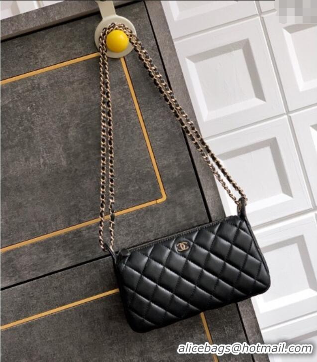 New Fashion Chanel Lambskin Hobo Bag CH081101 Black 2025