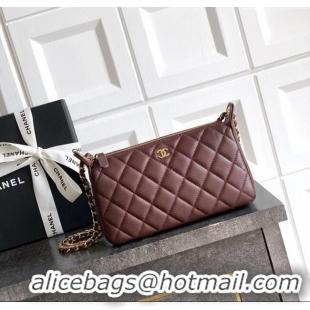 Top Grade Chanel Grained Calfskin Hobo Bag CH081101 Coffee Brown 2025