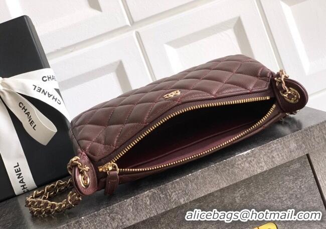 Top Grade Chanel Grained Calfskin Hobo Bag CH081101 Coffee Brown 2025