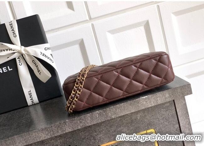 Top Grade Chanel Grained Calfskin Hobo Bag CH081101 Coffee Brown 2025