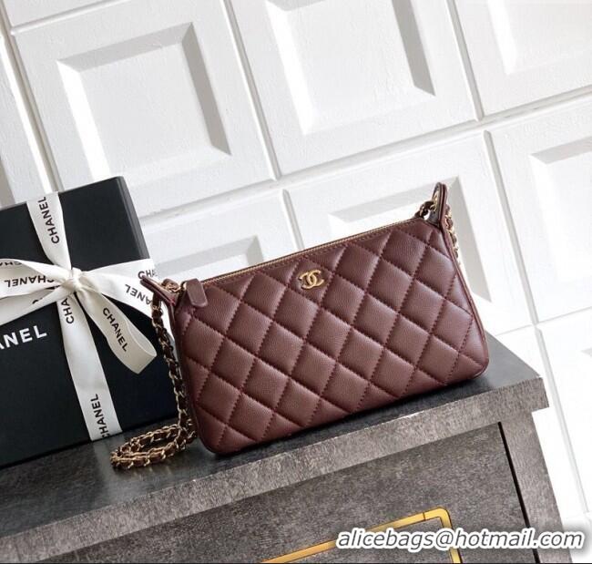Top Grade Chanel Grained Calfskin Hobo Bag CH081101 Coffee Brown 2025