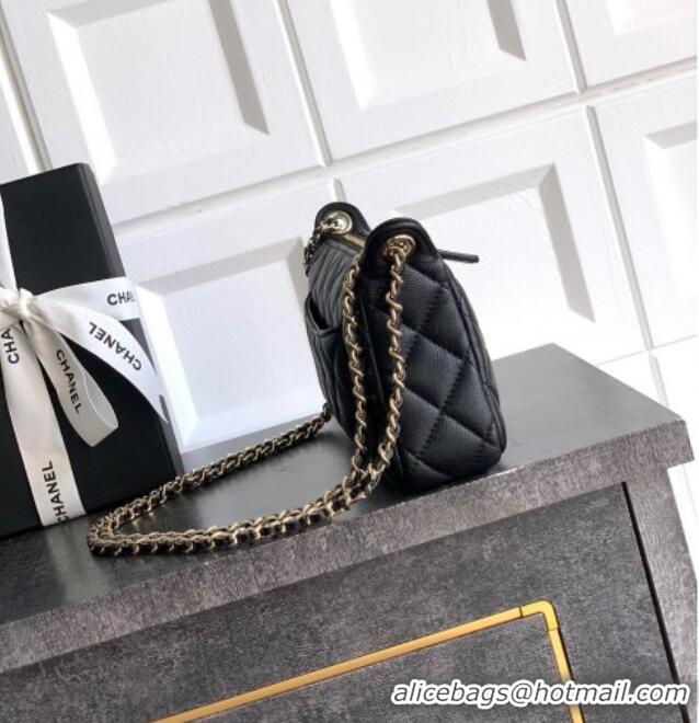 Best Price Chanel Grained Calfskin Hobo Bag CH081101 Black 2025