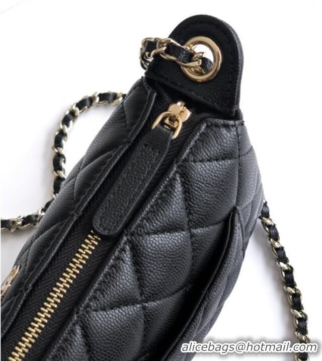 Best Price Chanel Grained Calfskin Hobo Bag CH081101 Black 2025