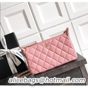 Low Cost Chanel Grained Calfskin Hobo Bag CH081101 Pink 2025