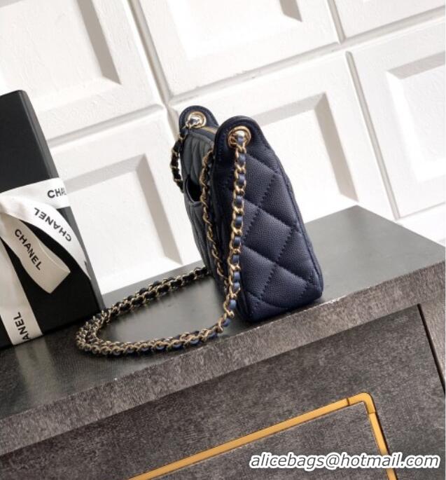 Top Quality Chanel Grained Calfskin Hobo Bag CH081101 Dark Blue 2025