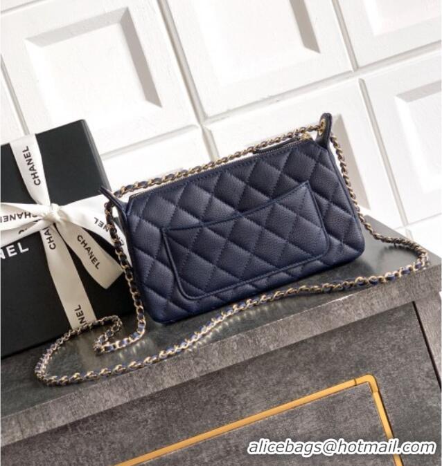 Top Quality Chanel Grained Calfskin Hobo Bag CH081101 Dark Blue 2025