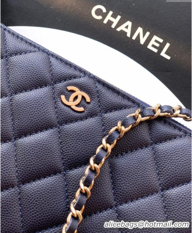 Top Quality Chanel Grained Calfskin Hobo Bag CH081101 Dark Blue 2025