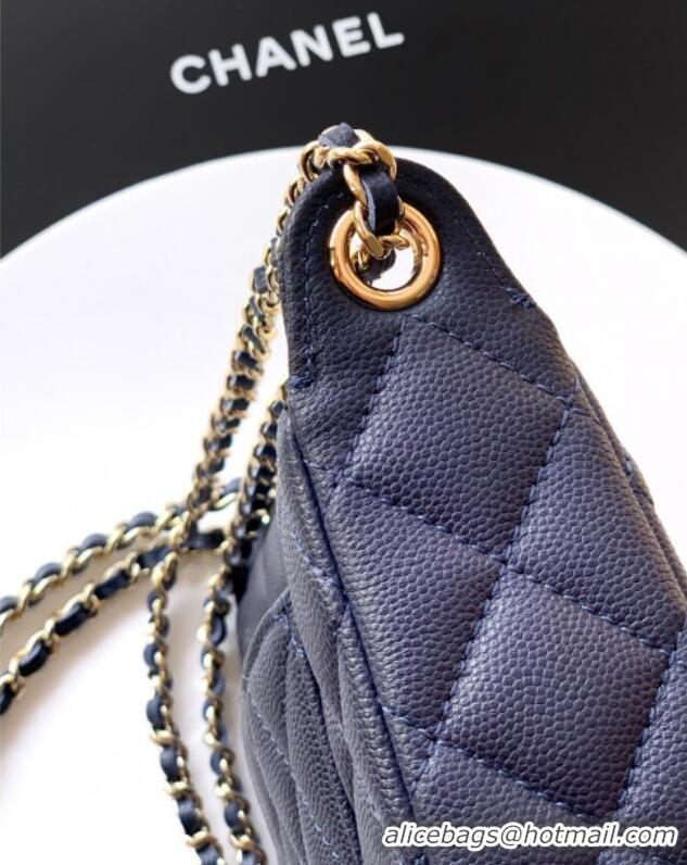 Top Quality Chanel Grained Calfskin Hobo Bag CH081101 Dark Blue 2025