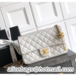 Top Quality Chanel Shiny Lambskin Leather Flap Bag with CC Chain AS5756 Light Grey 2025