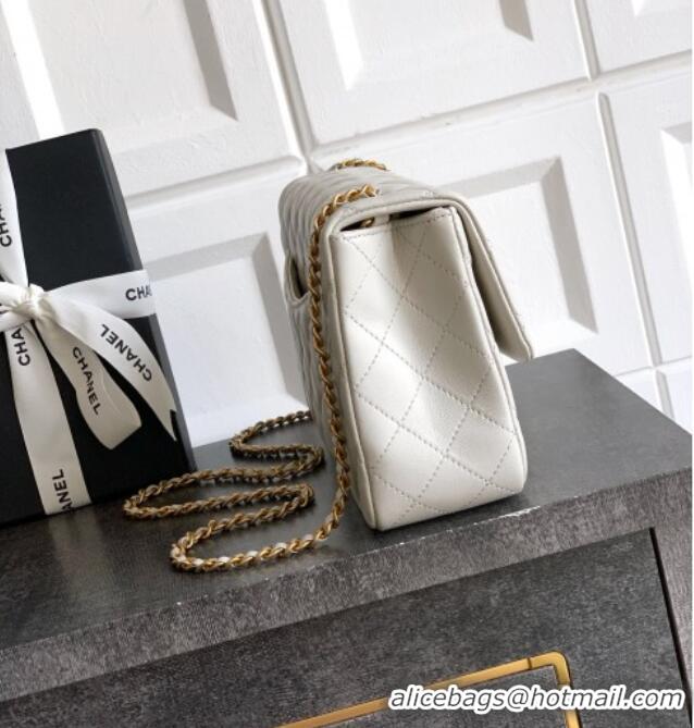 Top Quality Chanel Shiny Lambskin Leather Flap Bag with CC Chain AS5756 Light Grey 2025